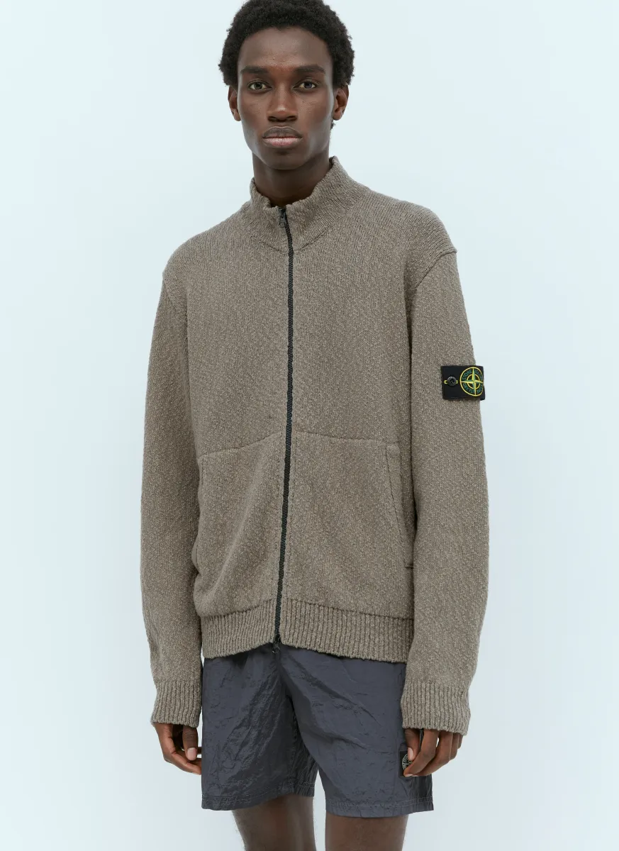 Zip-Up Knit Cardigan