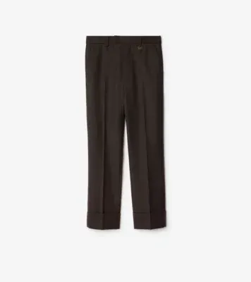 Wool Tailored Trousers in Soot brown
