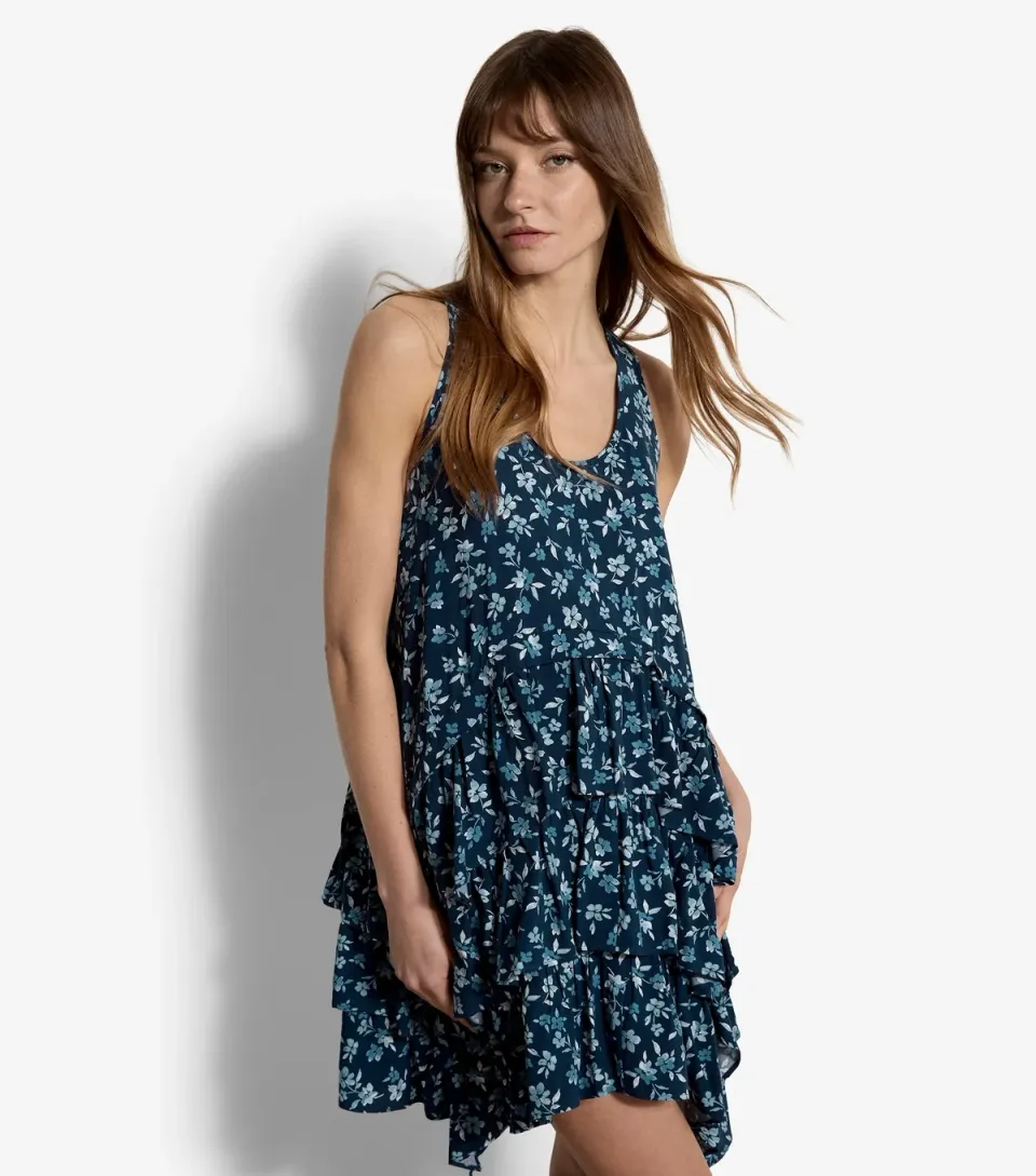 Women's Blue Floral Print Mini Dress