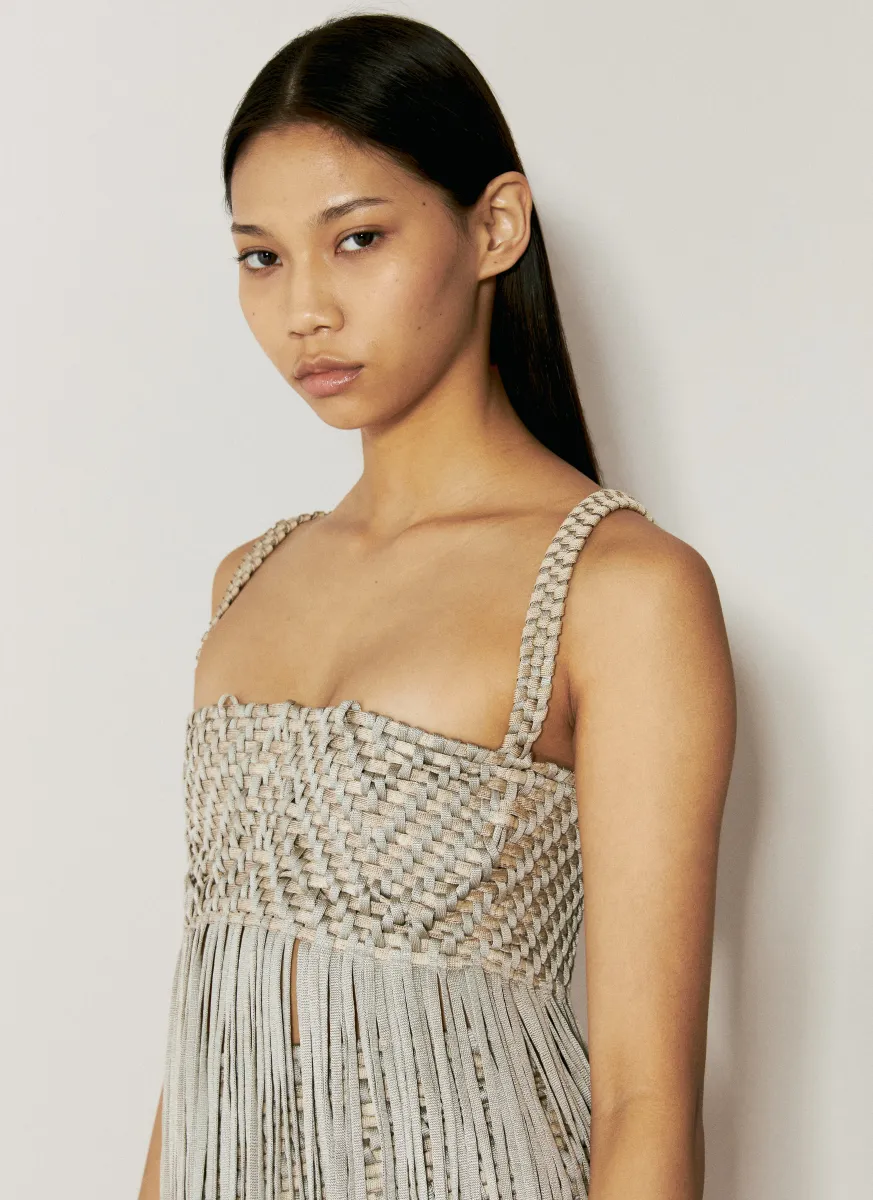 Chevron-Weave Crop Top