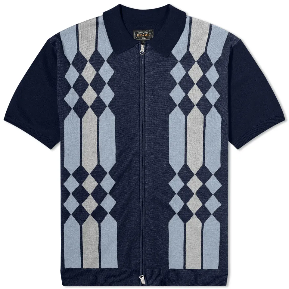 Zip Stripe Knit Polo