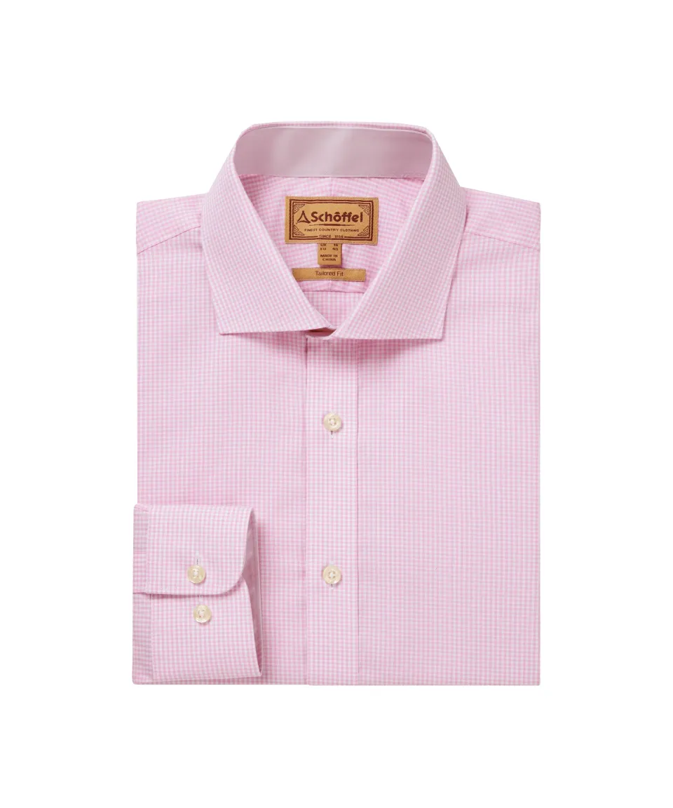 Greenwich Tailored Shirt - Light Pink Micro Check