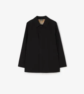 Extra-short Gabardine Camden Car Coat in Black