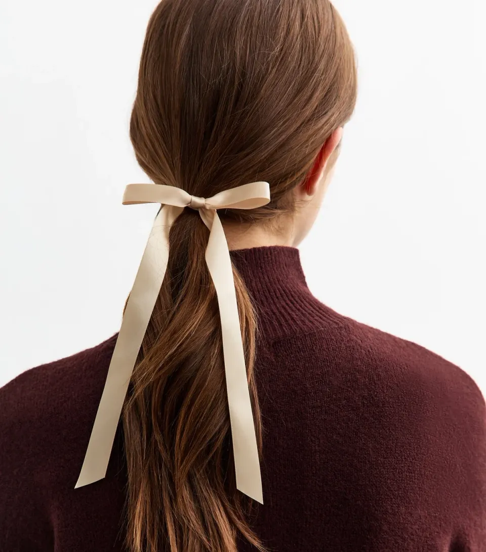 Camel Satin Bow Hair Band