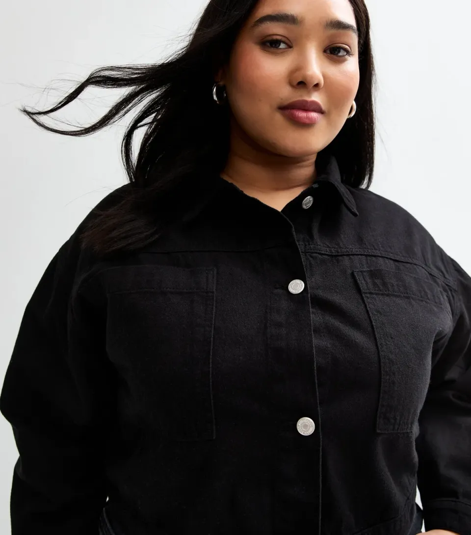 Women's Black Patch Pocket Cropped Jacket