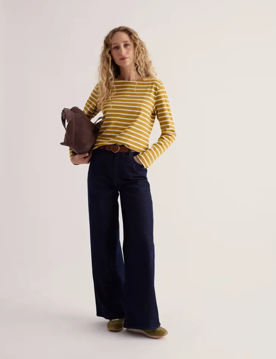 Pure Cotton Striped Crew Neck Relaxed Shirt