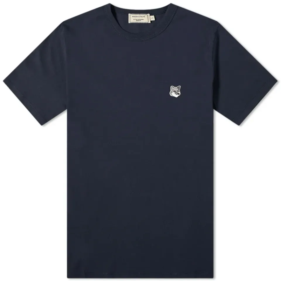 Maison KitsunÃ Grey Fox Head Patch Classic T-Shirt
