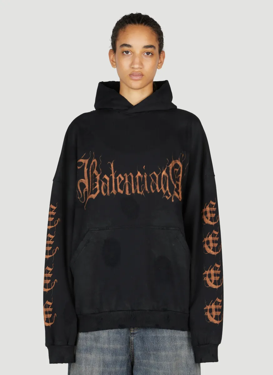 Heavy Metal Distressed Hooded Sweatshirt