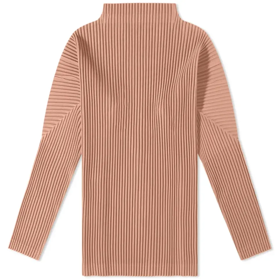 Long Sleeve Pleated Roll Neck
