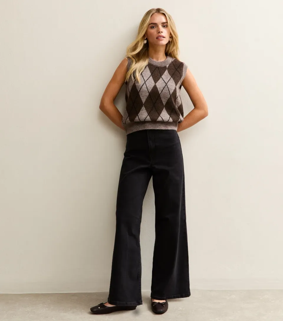 Women's Petite Black Stretch Wide Leg Jeans