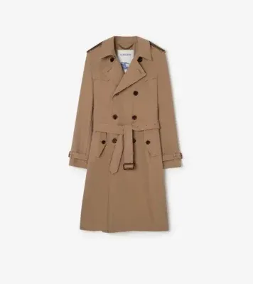 Long Silk Cotton Foxfield Trench Coat in Poplar brown