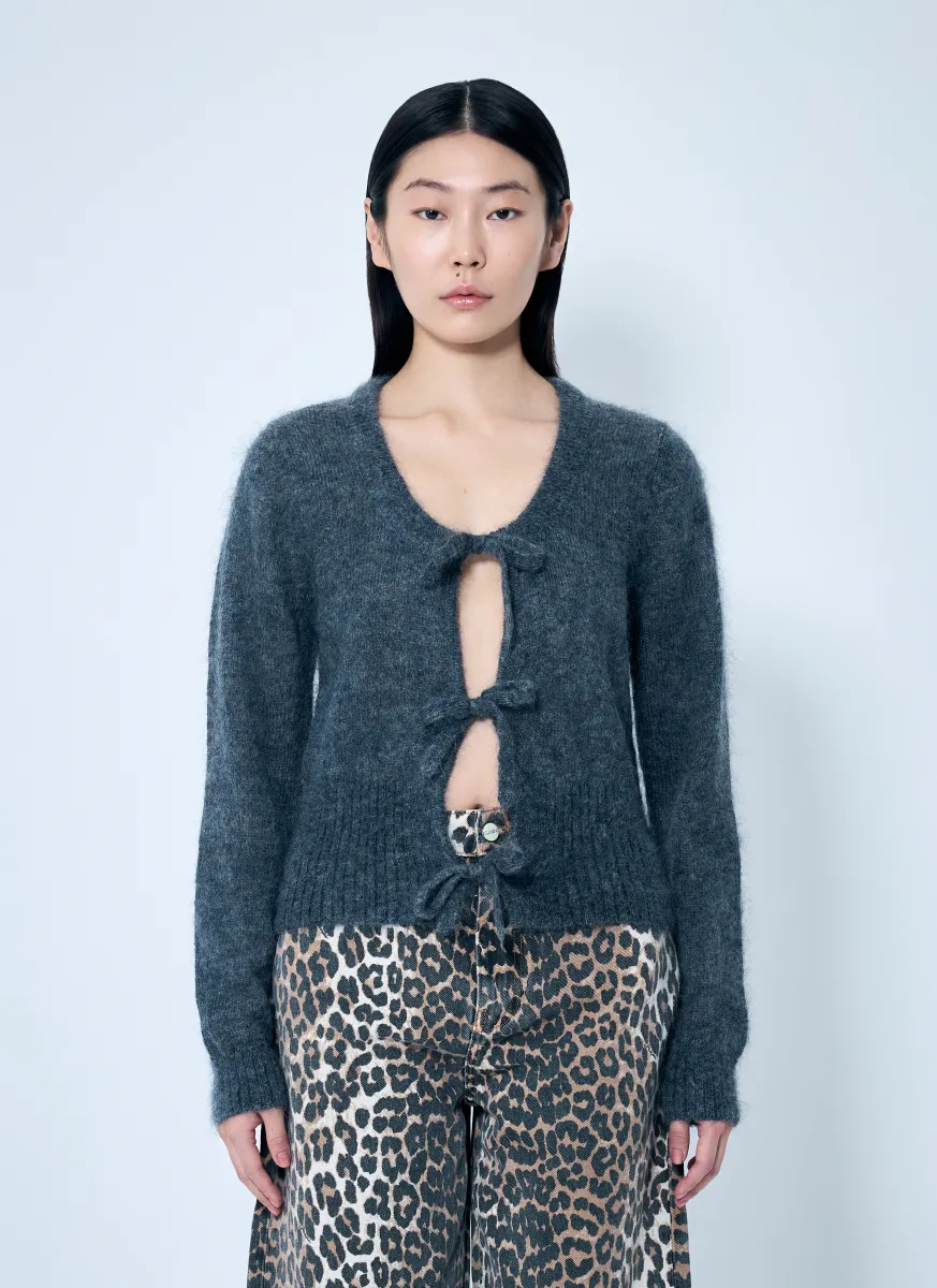 Light Mohair Tie-String Cardigan