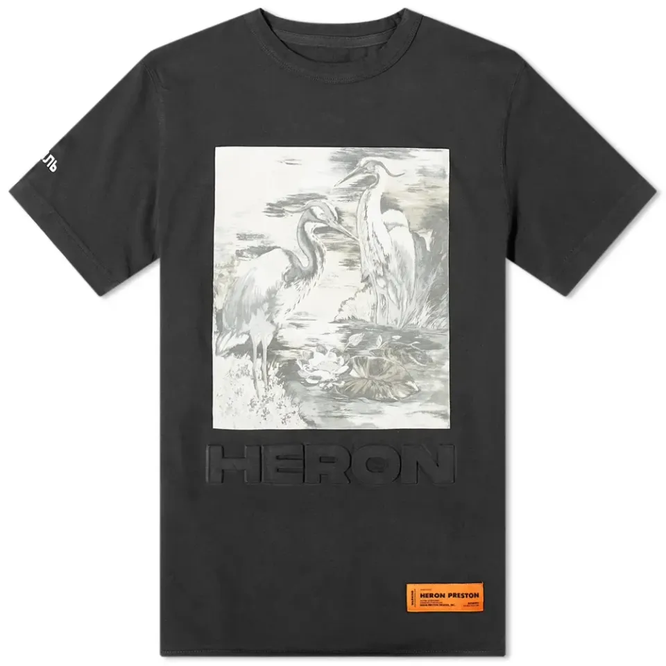 Heron Debossed Birds Print Tee