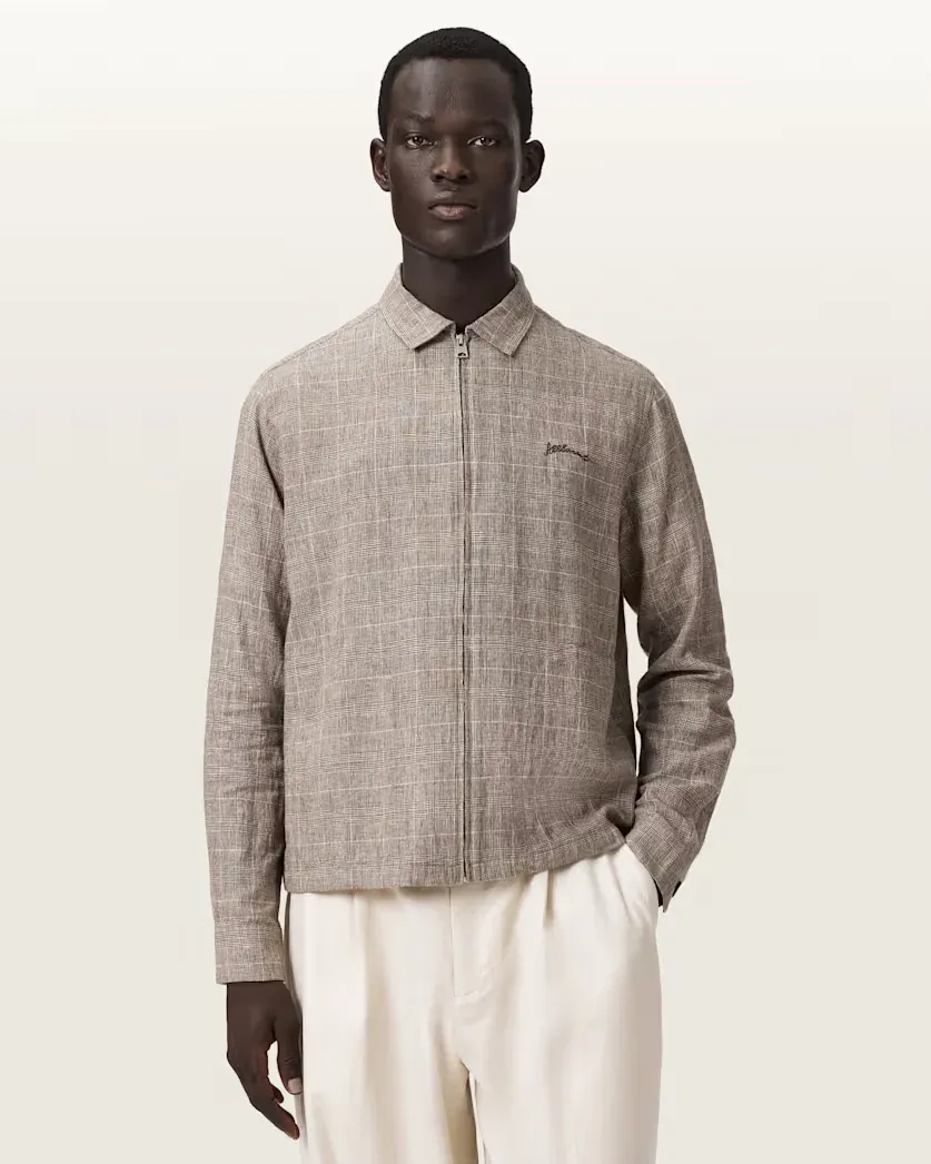 Keal Linen Blend Embroidered Check Jacket