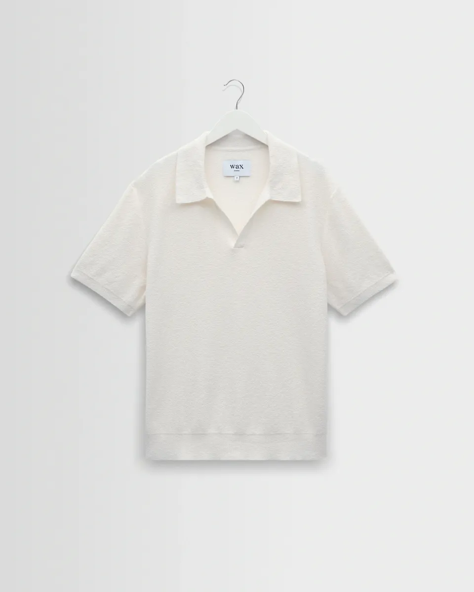 Siena - Ecru Boucle Knitted Polo Shirt