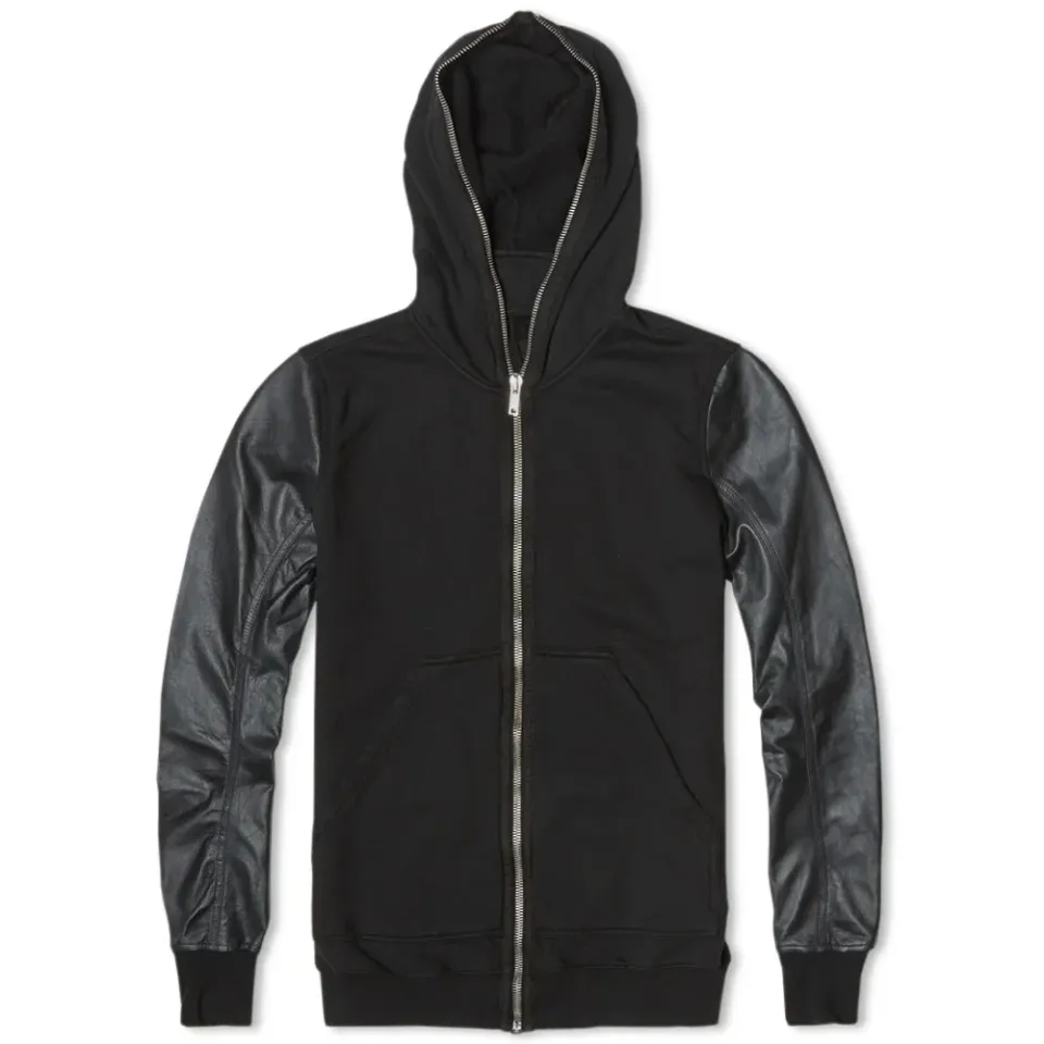 DRKSHDW Leather Sleeve All Round Zip Hoody