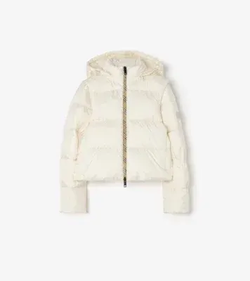 Detachable Sleeve Nylon Langdale Puffer Jacket in Tundra white