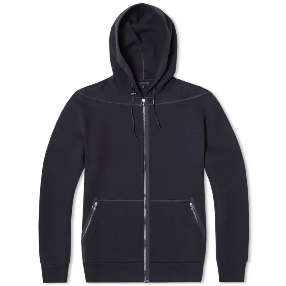 Leather Panel Technical Jersey Hoody