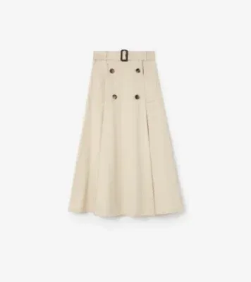 Gabardine Trench Midi Skirt in Clam beige - Women, Cotton