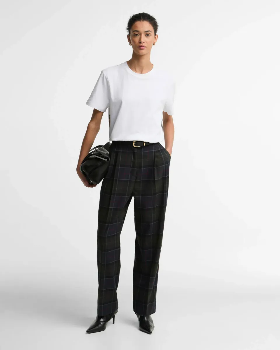 Delilah Tartan Straight-Leg Trousers