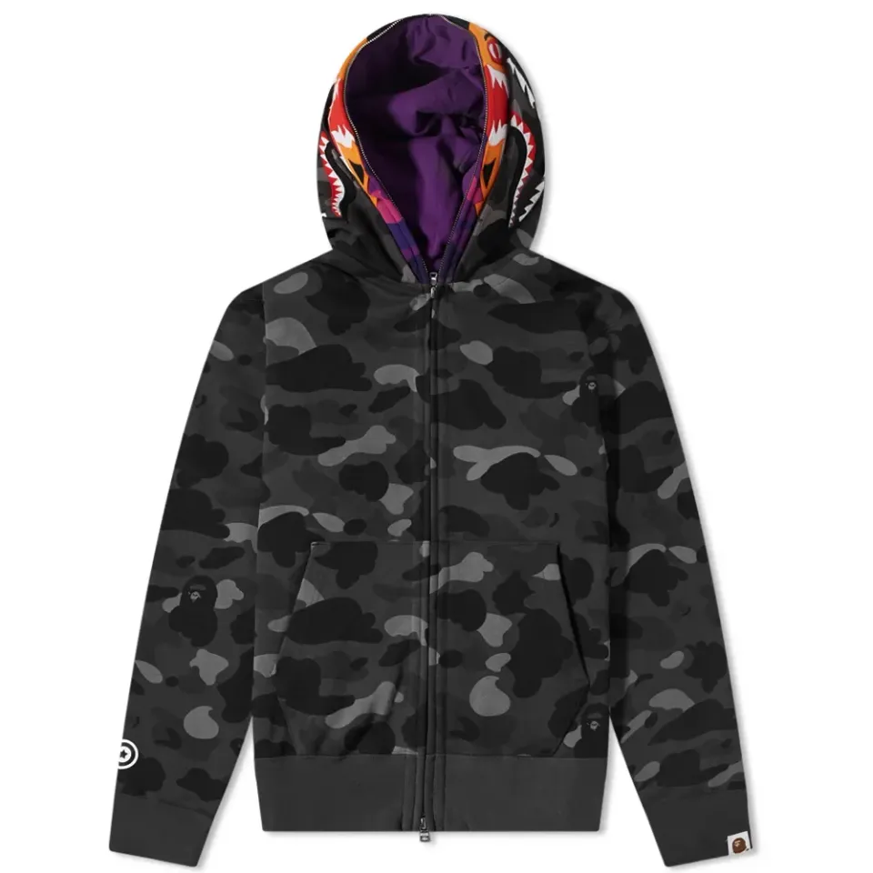 Colour Camo Tiger Shark Wide Full Zip Hoodie