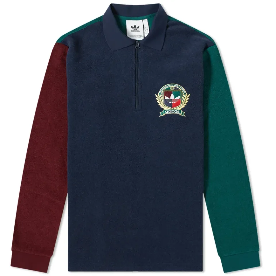Long Sleeve Collegiate Crest Towel Polo