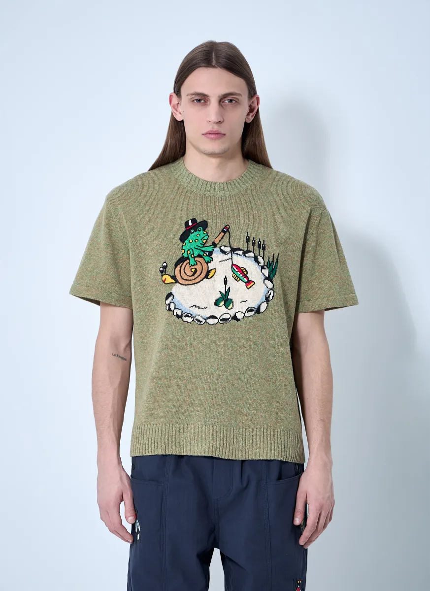 Embroidered Short Sleeve Sweater