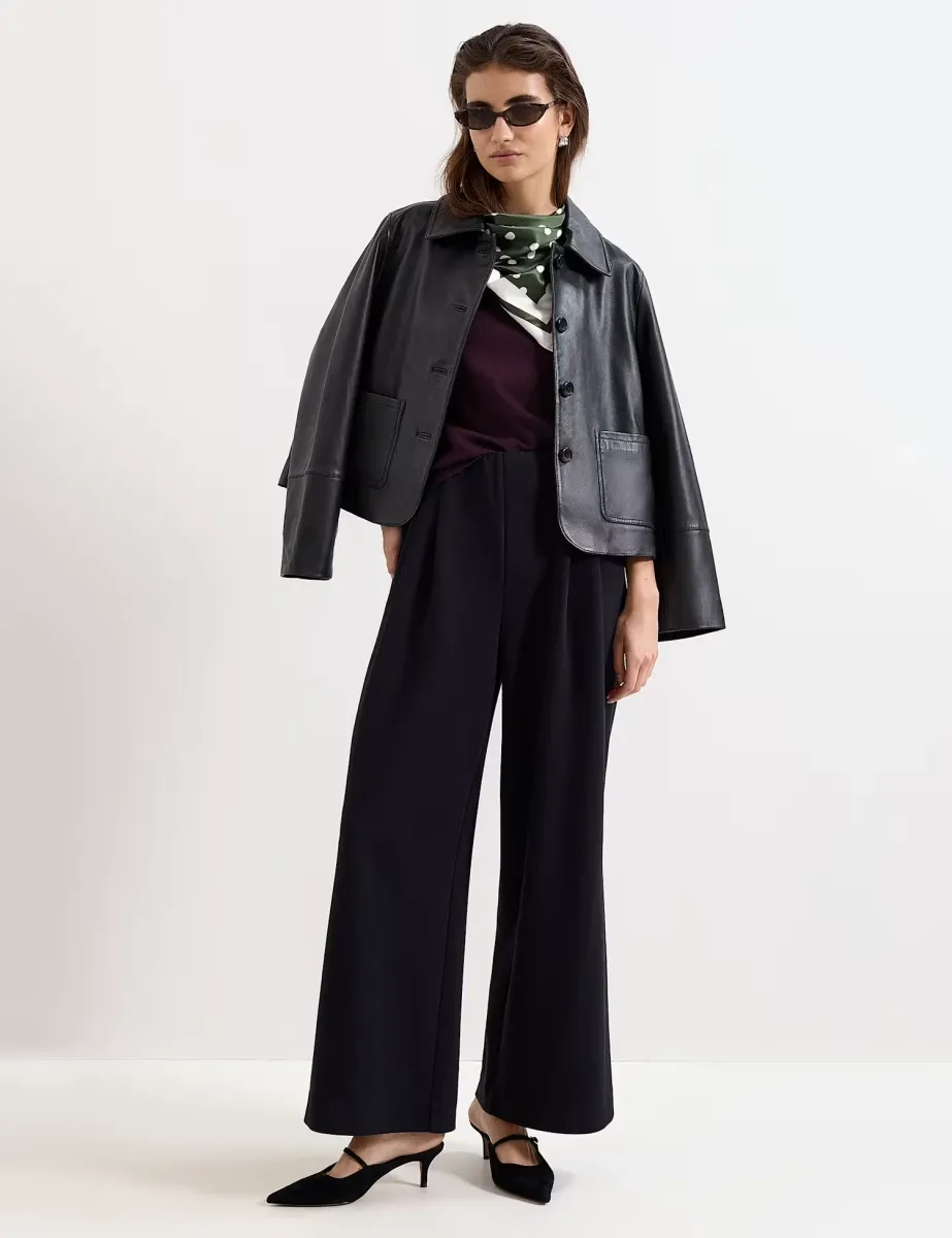 Ponte Wide Leg Trousers Black