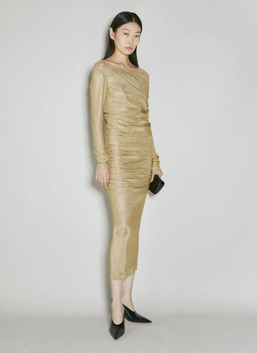 Lurex Mesh Midi Dress