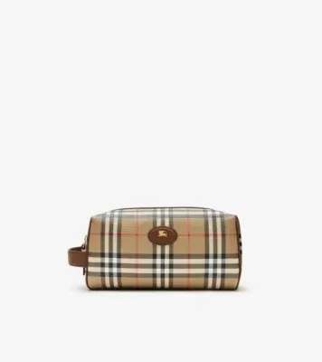 Check Travel Pouch in Archive beige - Men, Cotton