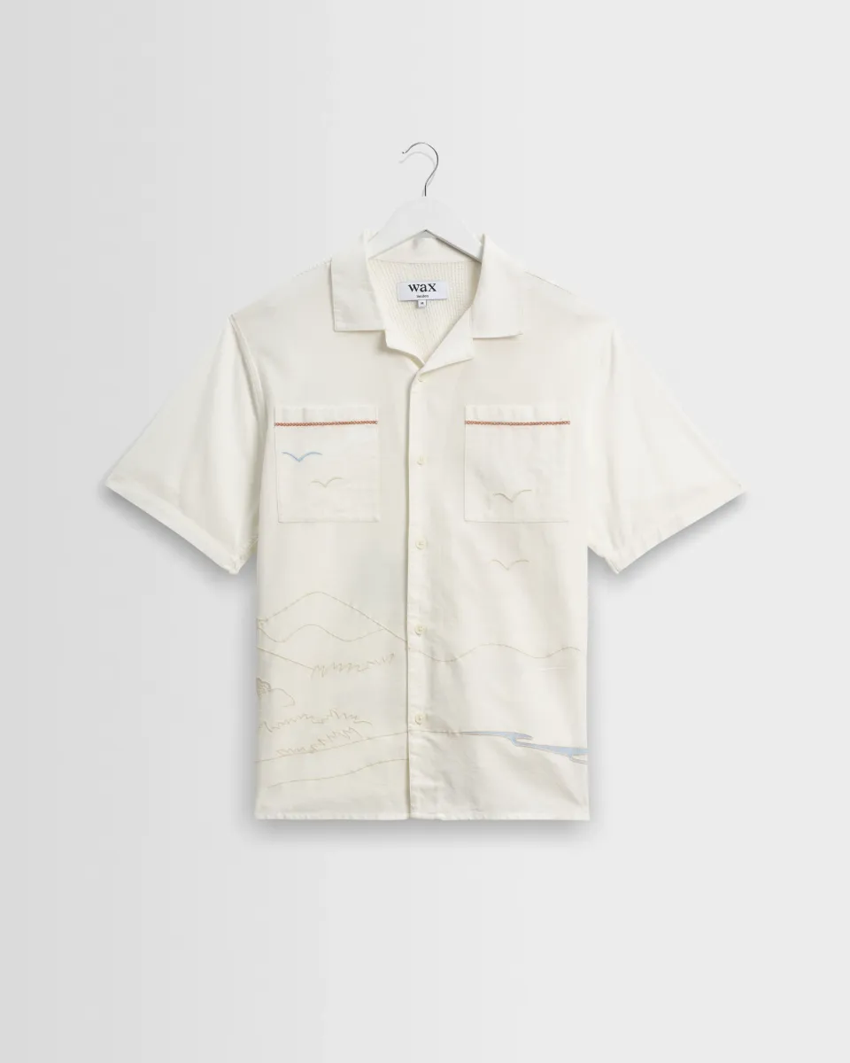 Didcot - Ecru Summer Applique Short-Sleeve Shirt