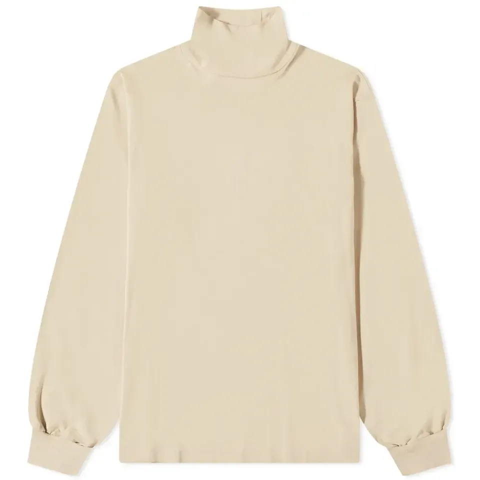 Long Sleeve Luster Plaiting Mock Neck T-Shirt