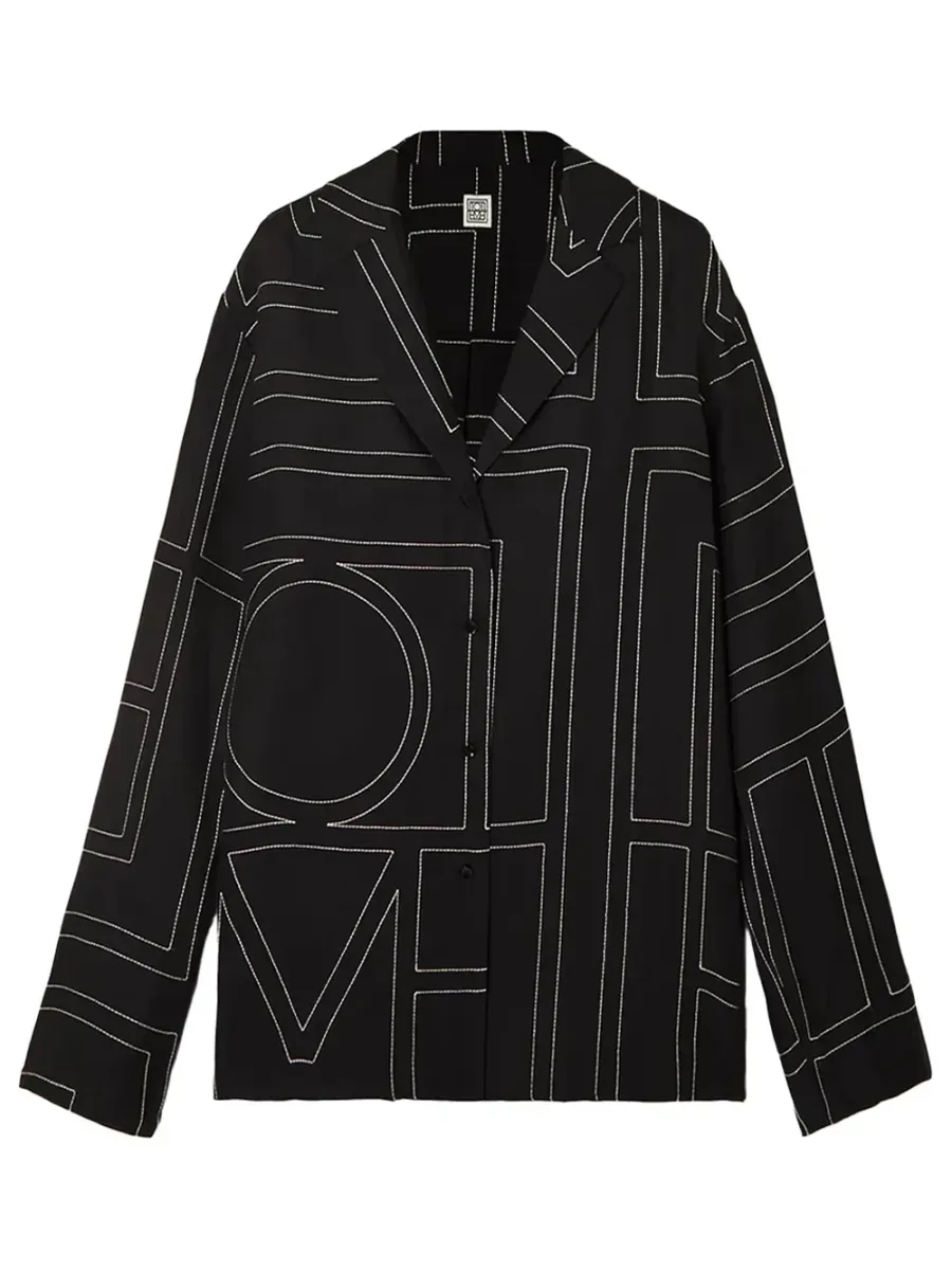 Monogram Silk Top Black