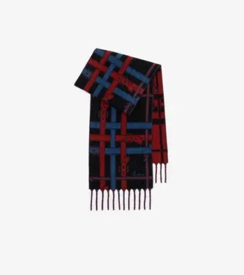 Belt Check Cashmere Scarf in Pilot blue
