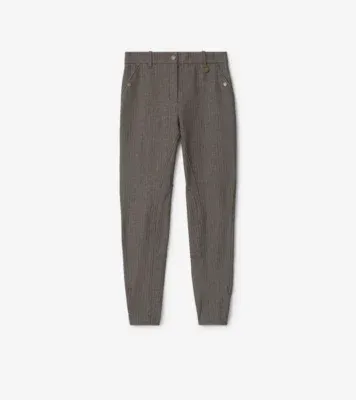 Herringbone Stretch Cotton Jodhpurs in Walnut brown/taupe beige