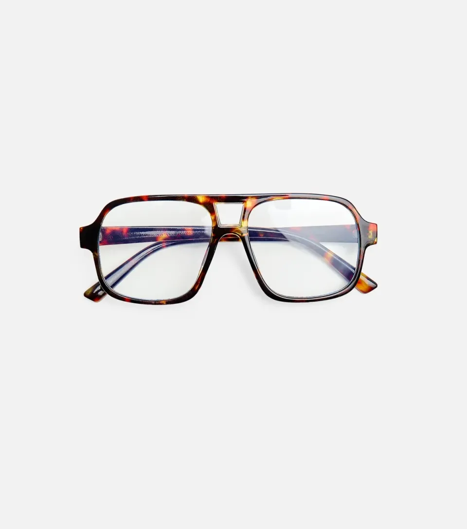 Brown Oversized Clear Lens Aviator Sunglasses