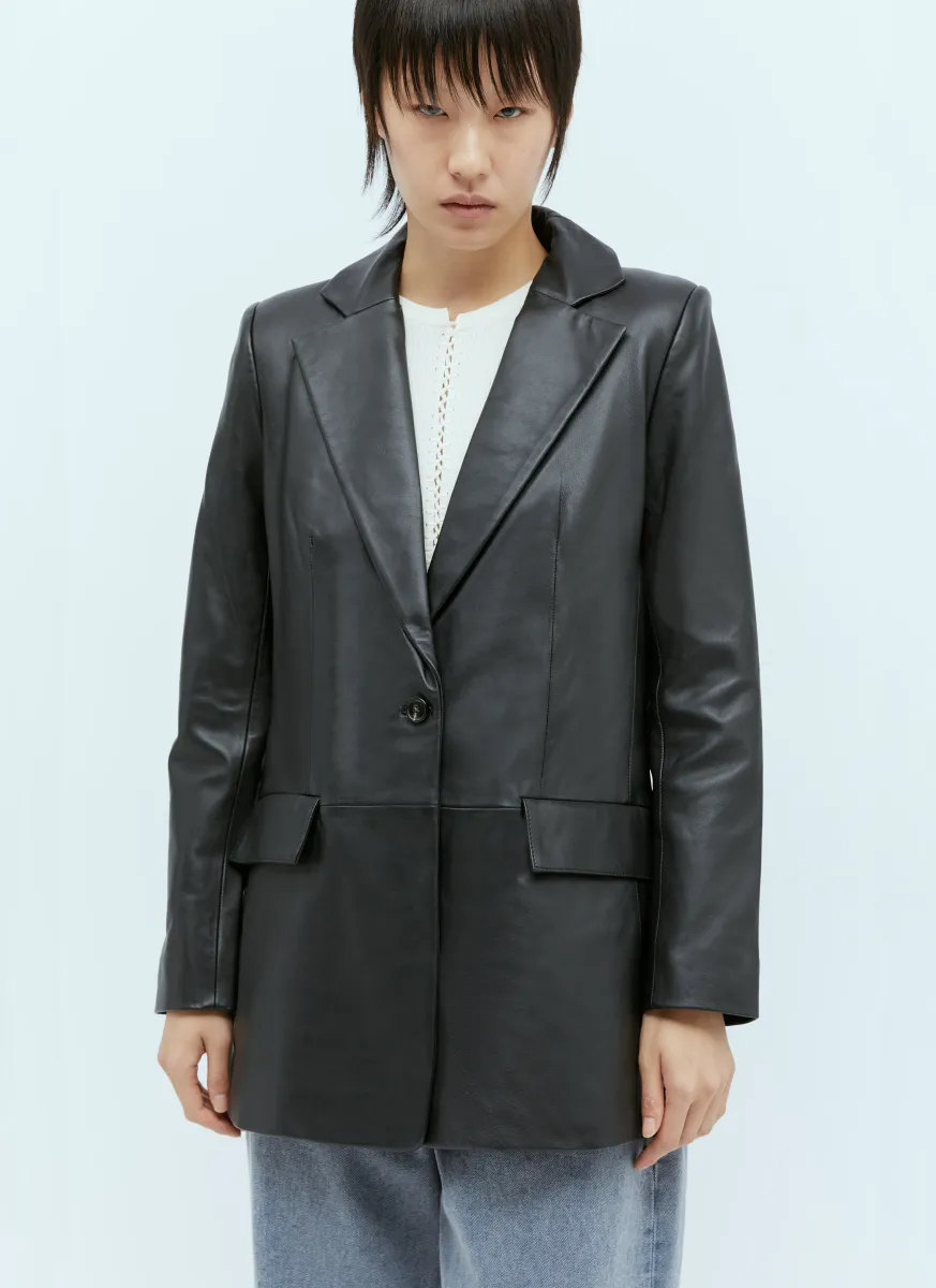 Long Leather Blazer
