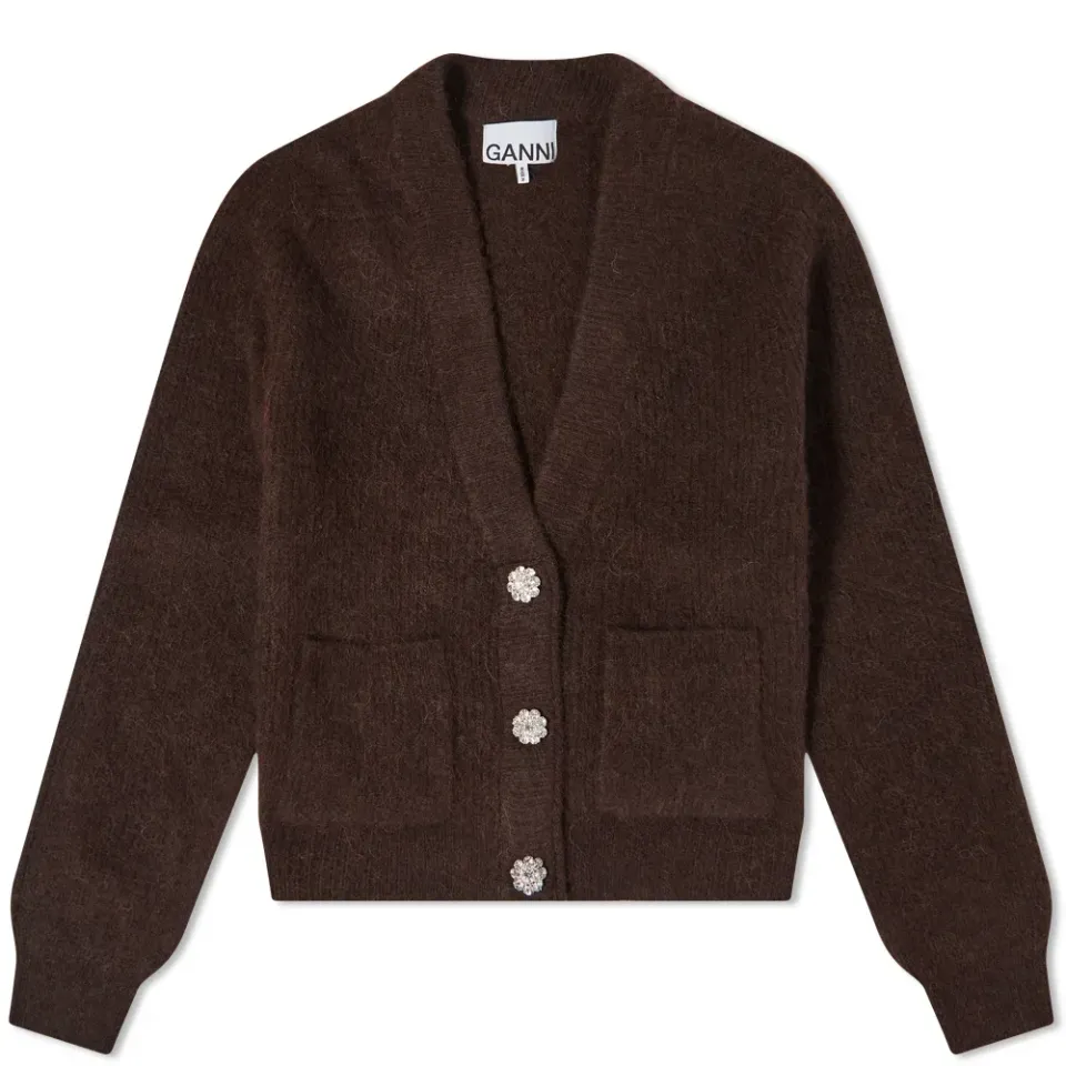 Crystal Button Knit Cardigan