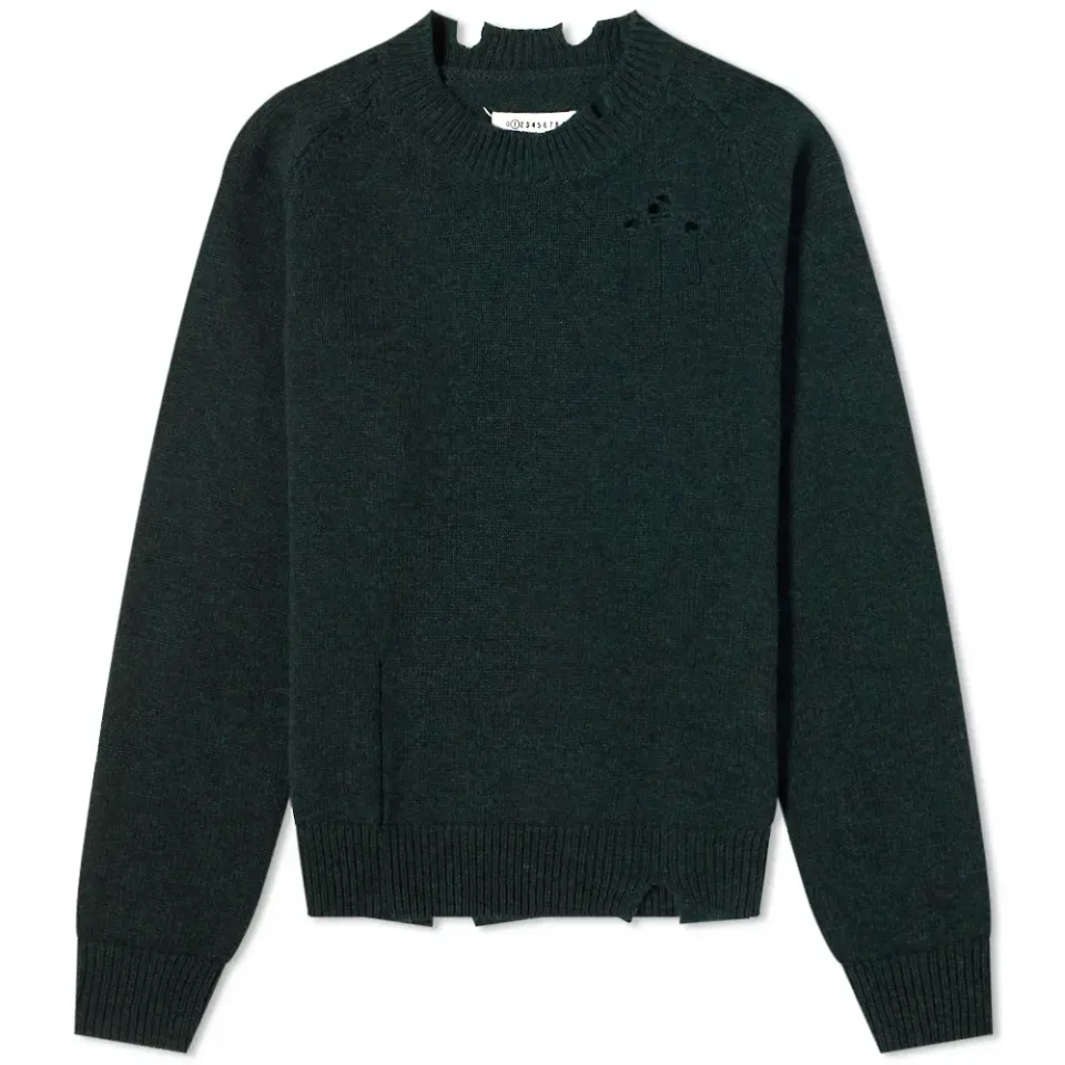 Back Knotch Distressed Crew Knit
