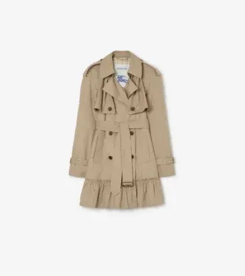 Short Gabardine Tillydrine Trench Coat in Saltmarsh beige