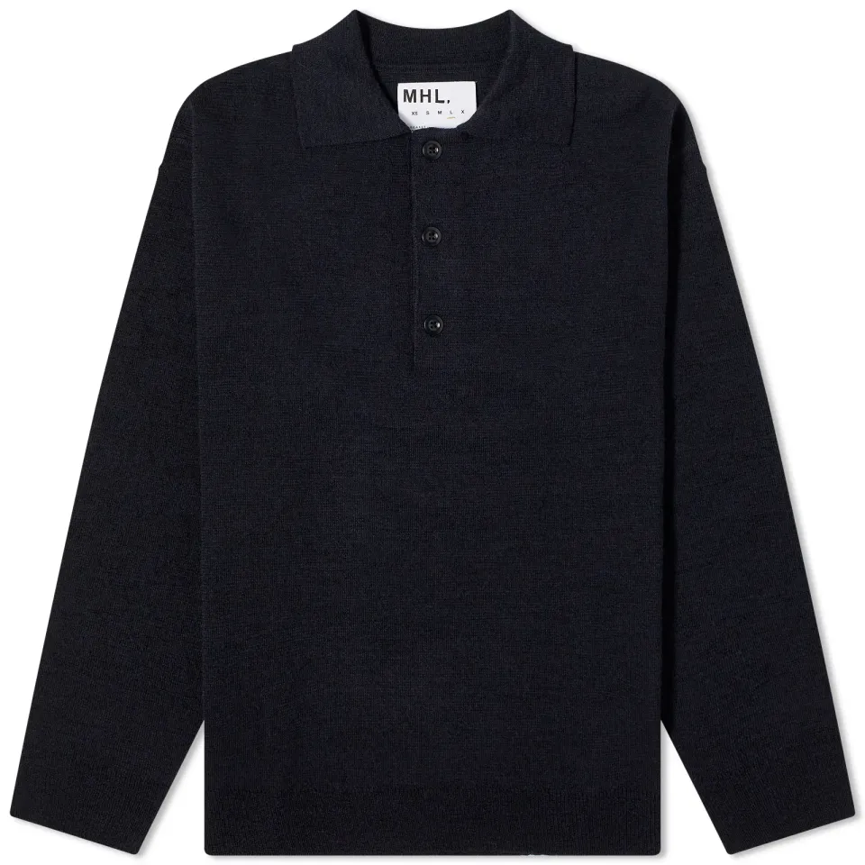 Oversized Knitted Long Sleeve Polo