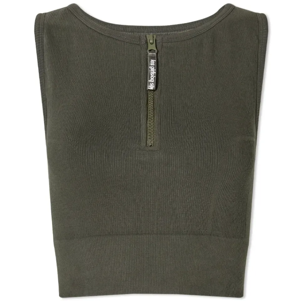 Rib Zip Front Crop Top