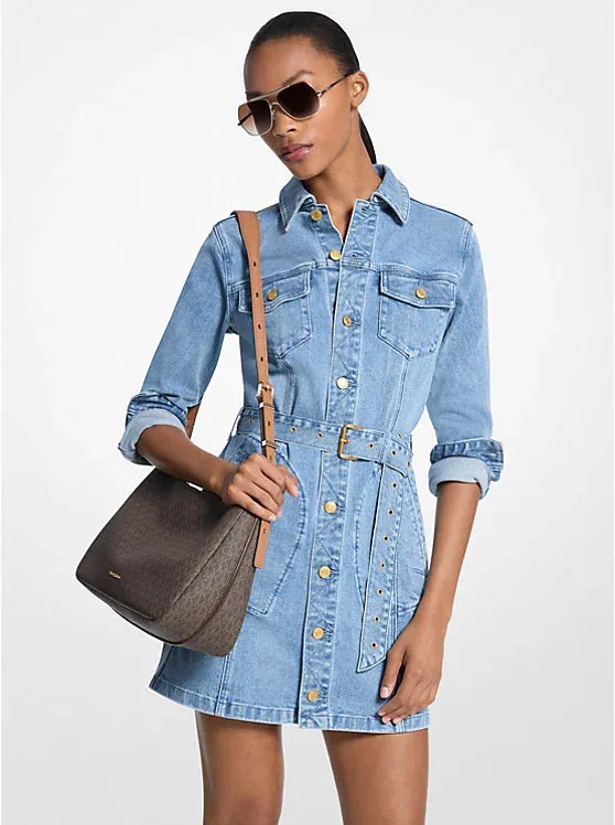 Denim Belted Mini Dress