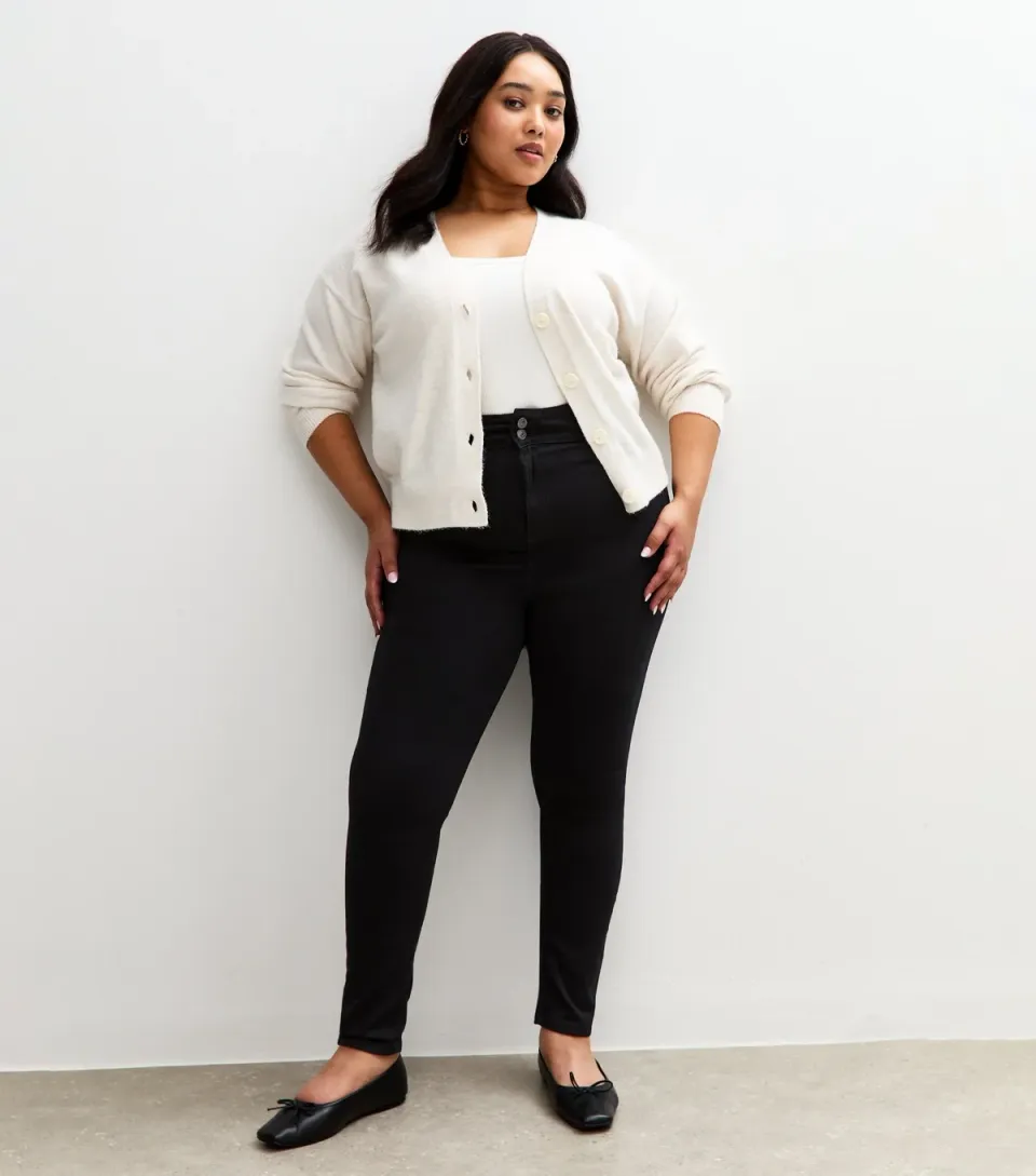 Women's Plus Size Black Yazmin High Waisted Slim Leg Jeans Curves