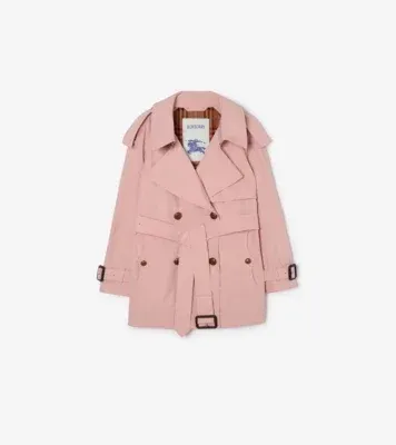 Short Lightweight Cotton Fitzrovia Trench Coat in Begonia pink