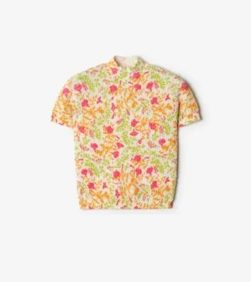 Floral Cotton Blend Top in Fuchsia pink - Women, Linen