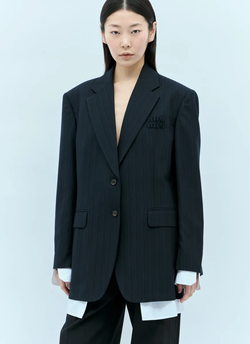 Single-Breasted Pinstripe Blazer