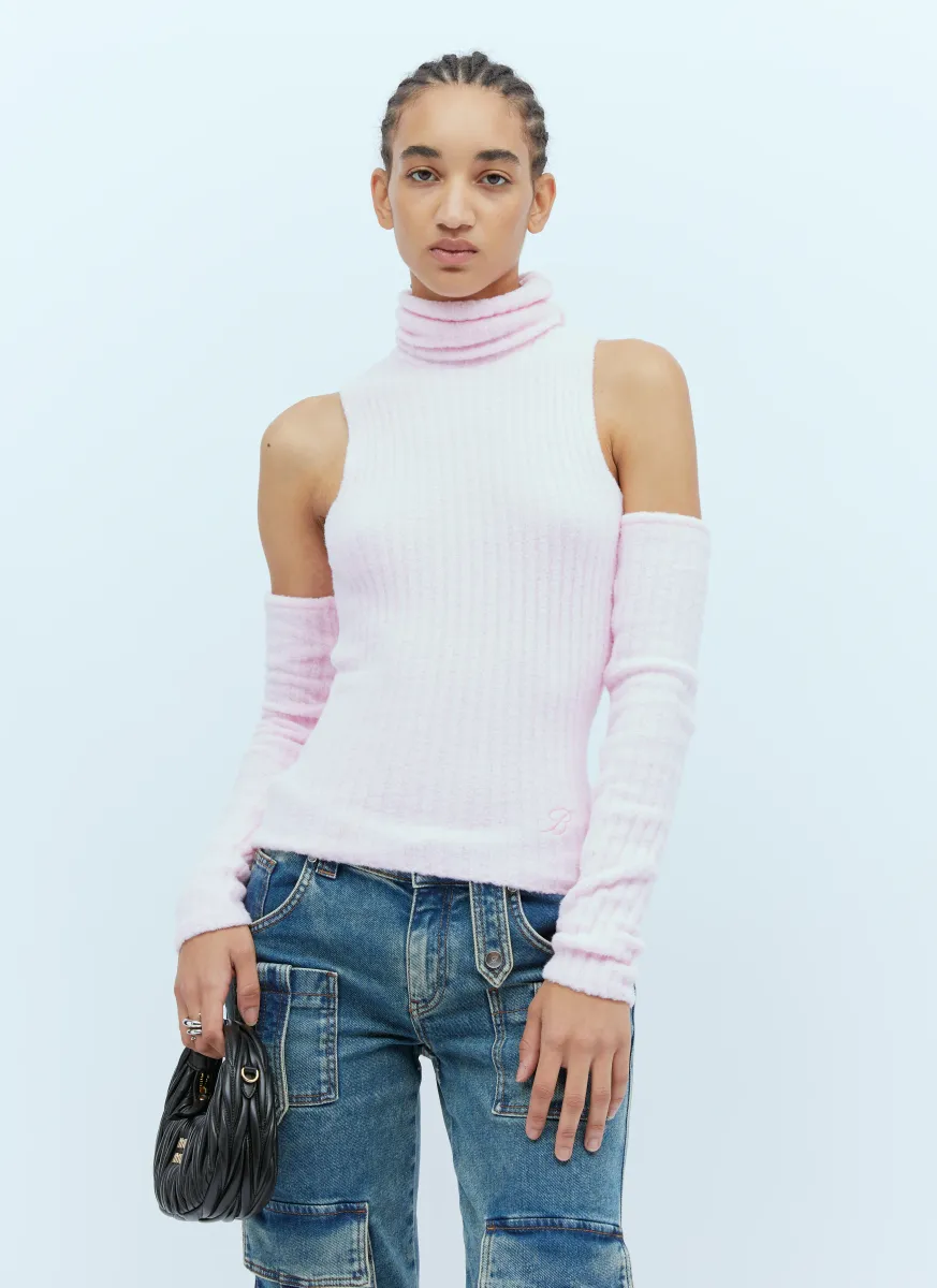 High Neck Teddy Knit Top