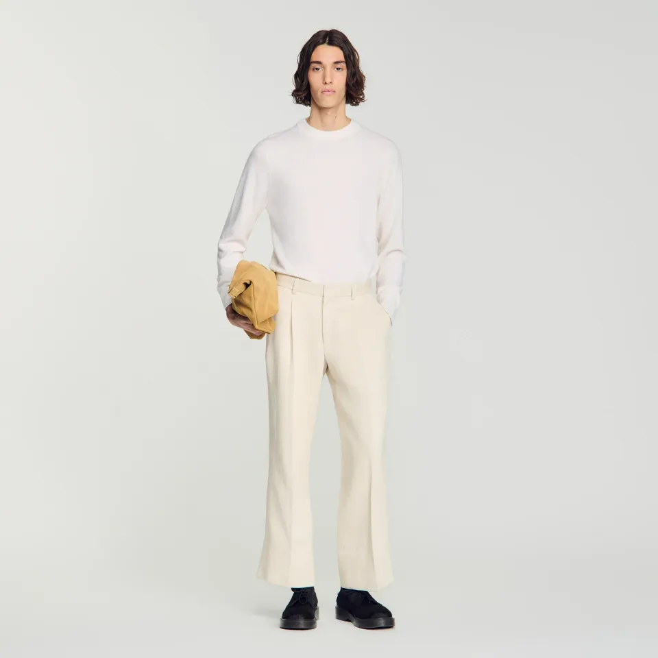Wide-leg cotton linen trousers