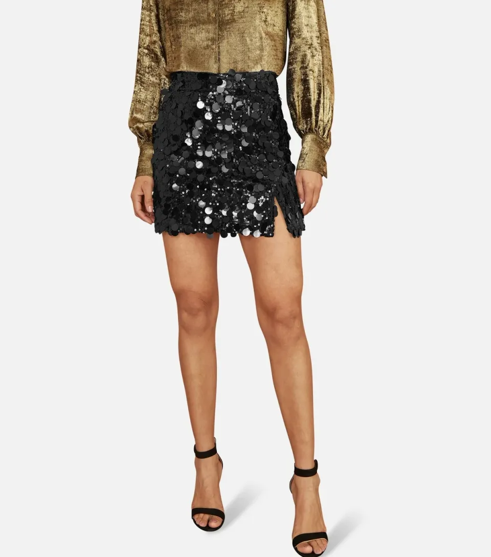 Women's Black Sequin Mini Skirt